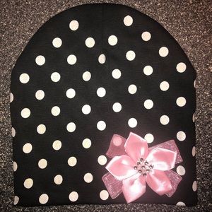 Baby girl hat cap bow tie dot cotton black 1-3 y